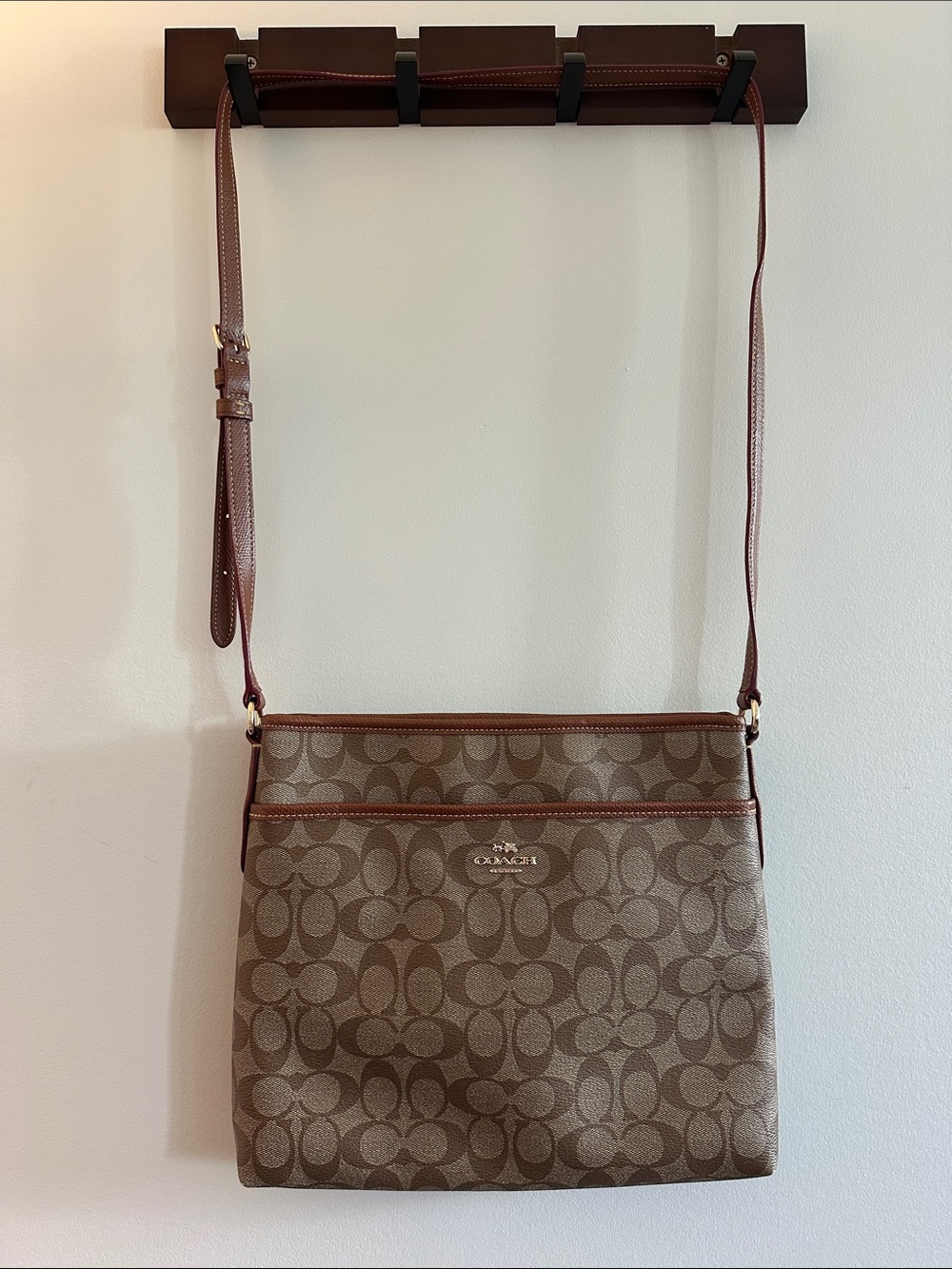 Coach Signature File Crossbody Bag - Brown/Tan - Perfect Condition